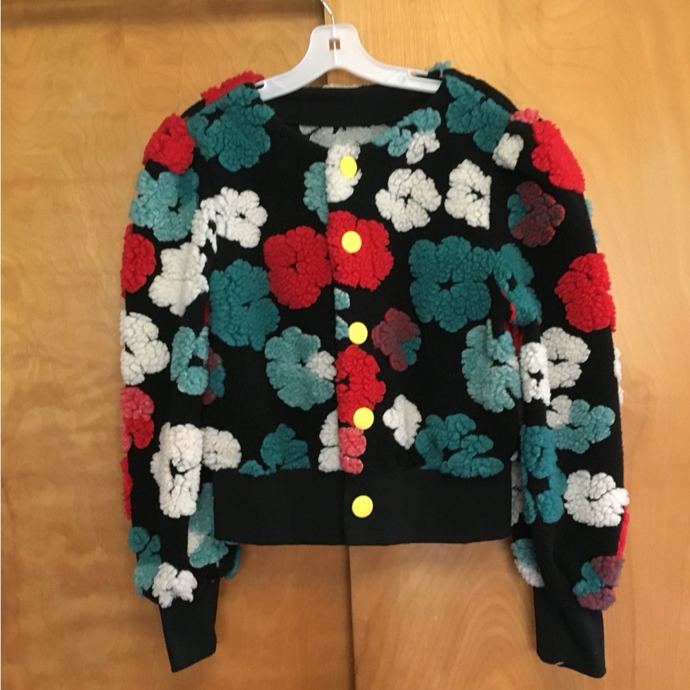 Bardsley Bunch 3d ladies floral jacket, unknown size, measurements in pics.